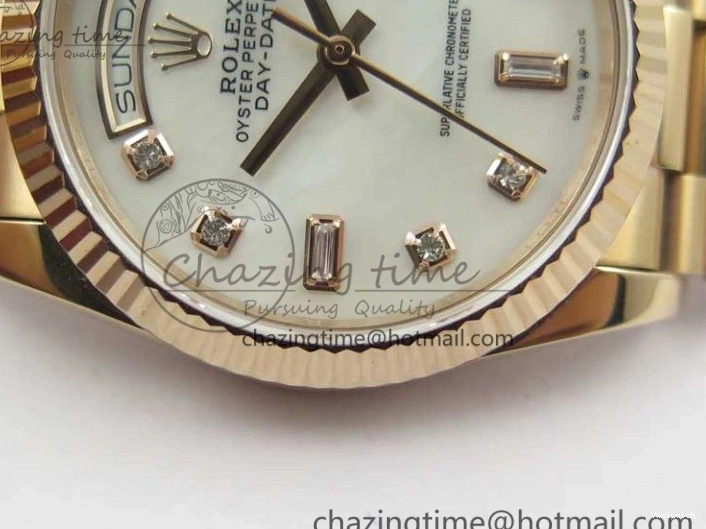 Best Bp RG Crystral 36 Edition 128239 on MOP Bracelet RG President Markers Dial Day-Date Maker White 0319